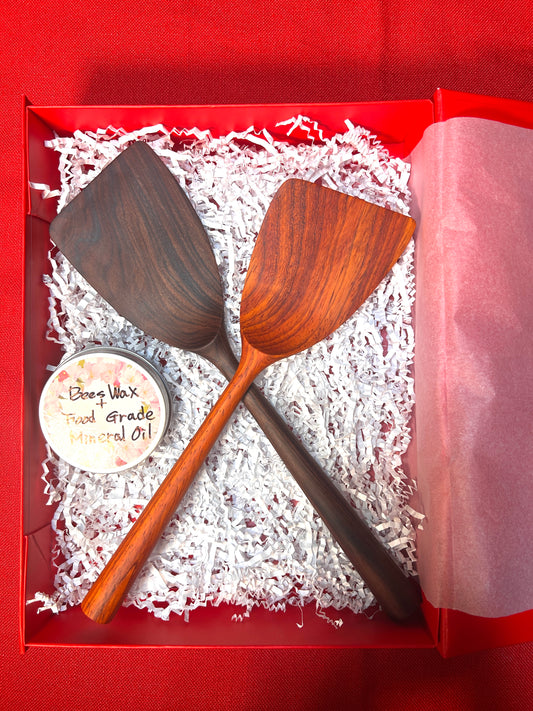 Christmas Gift Set - Handmade Wood Kitchen Tools with Beeswax. Mix