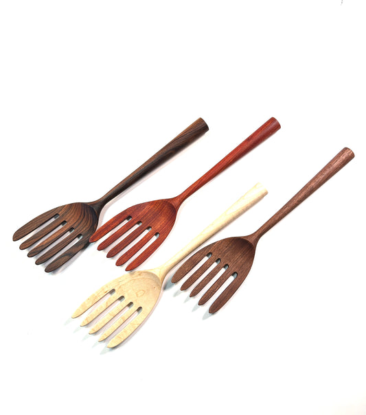 Hand-Carved Luxury Wooden Pasta Fork - 4 Premium Woods | Artisan Kitchen Tool